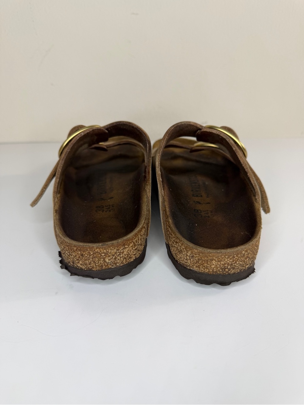 Birkenstock Sandals Slides Women Size 38 US 7 Double Strap Tan Buckle Germany - Picture 12 of 16